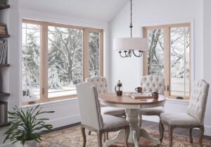 Picture of gorgeous new replacement windows in a dining room.